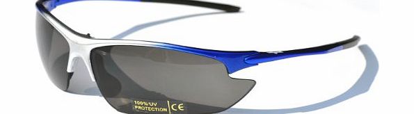 Ladgecom Black amp; Blue Ladgecom Sports Sunglasses with Smoke Lenses and Spare Yellow Lens with Case and Cloth