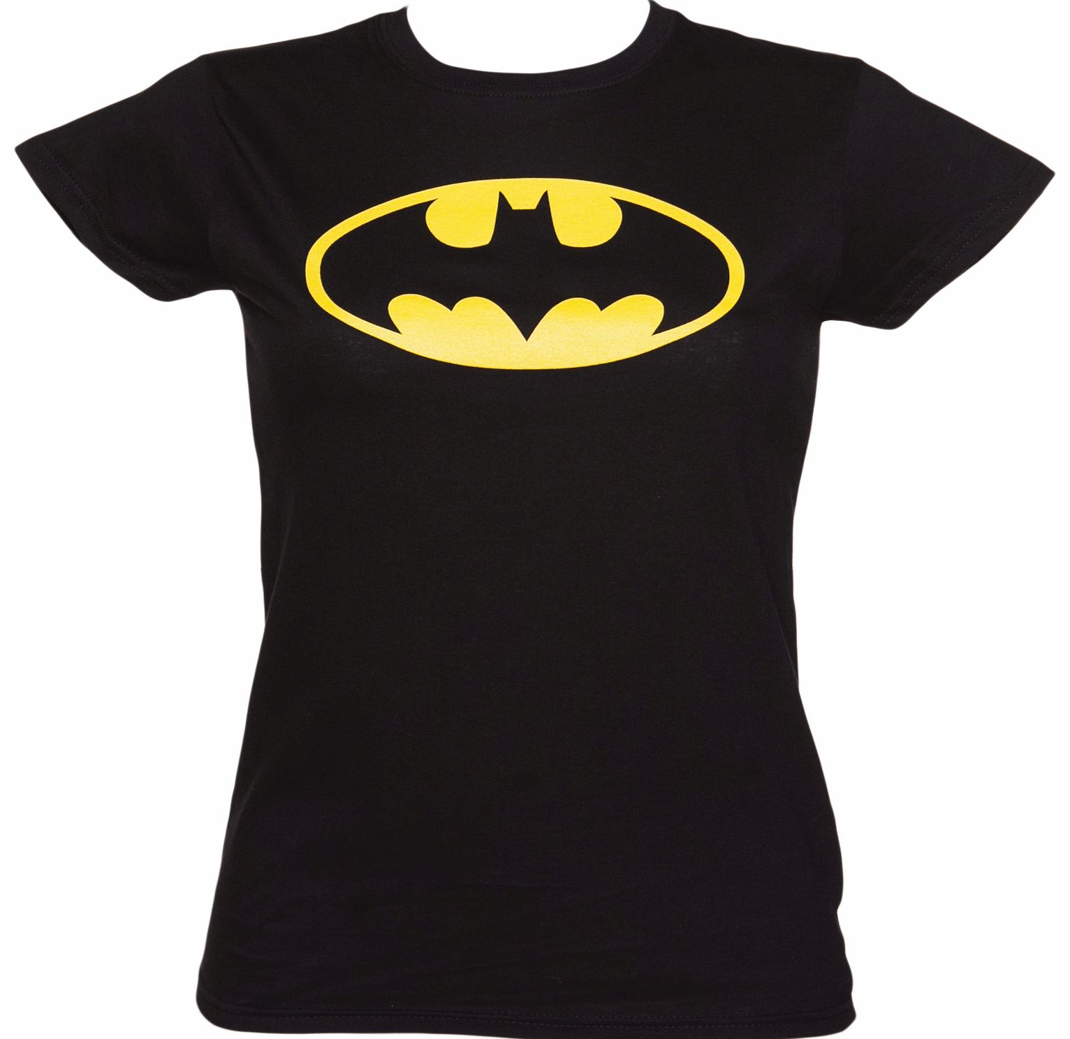 Ladies Black Batman Logo DC Comics T-Shirt