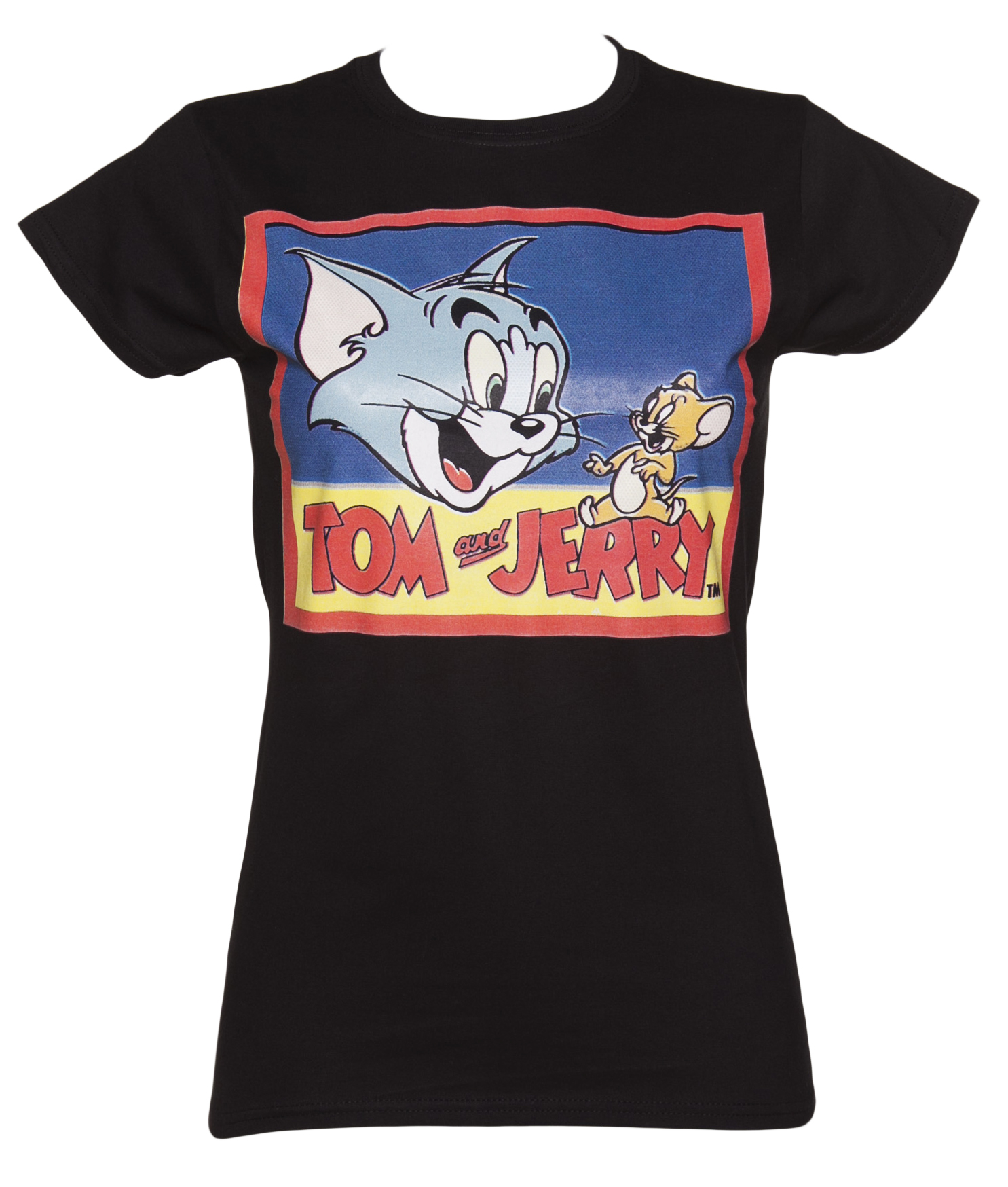 Ladies Black Vintage Print Tom And Jerry T-Shirt