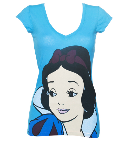Ladies Blue Snow White V-Neck T-Shirt