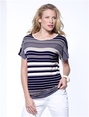 Ladies Boat Neck Striped T-Shirt