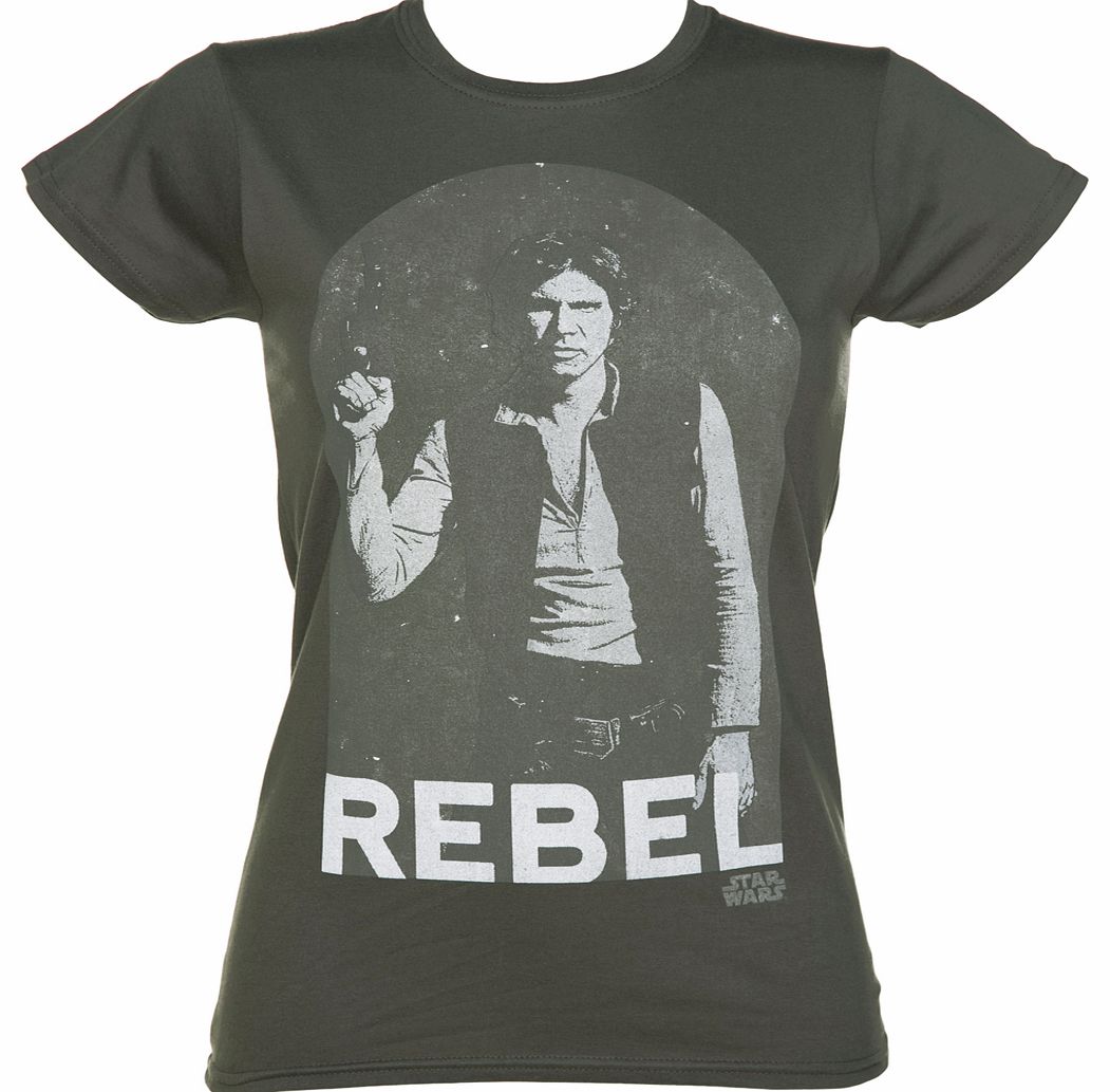 Ladies Charcoal Han Solo Rebel Star Wars T-Shirt