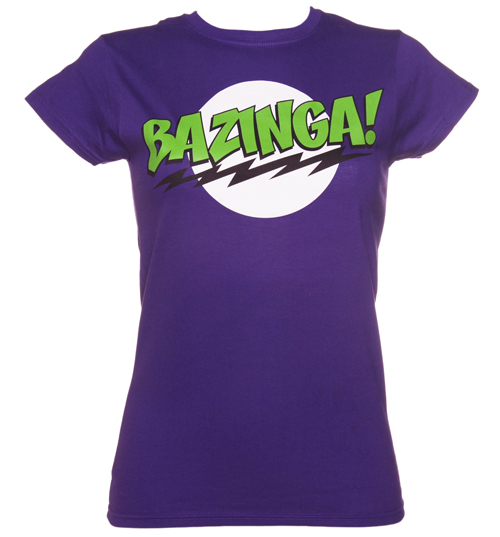 Ladies Purple Big Bang Theory Bazinga Logo T-Shirt