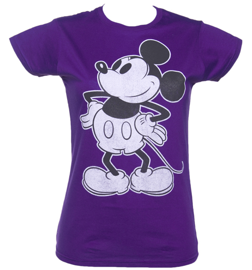Ladies Purple Mickey Mouse Silhouette T-Shirt