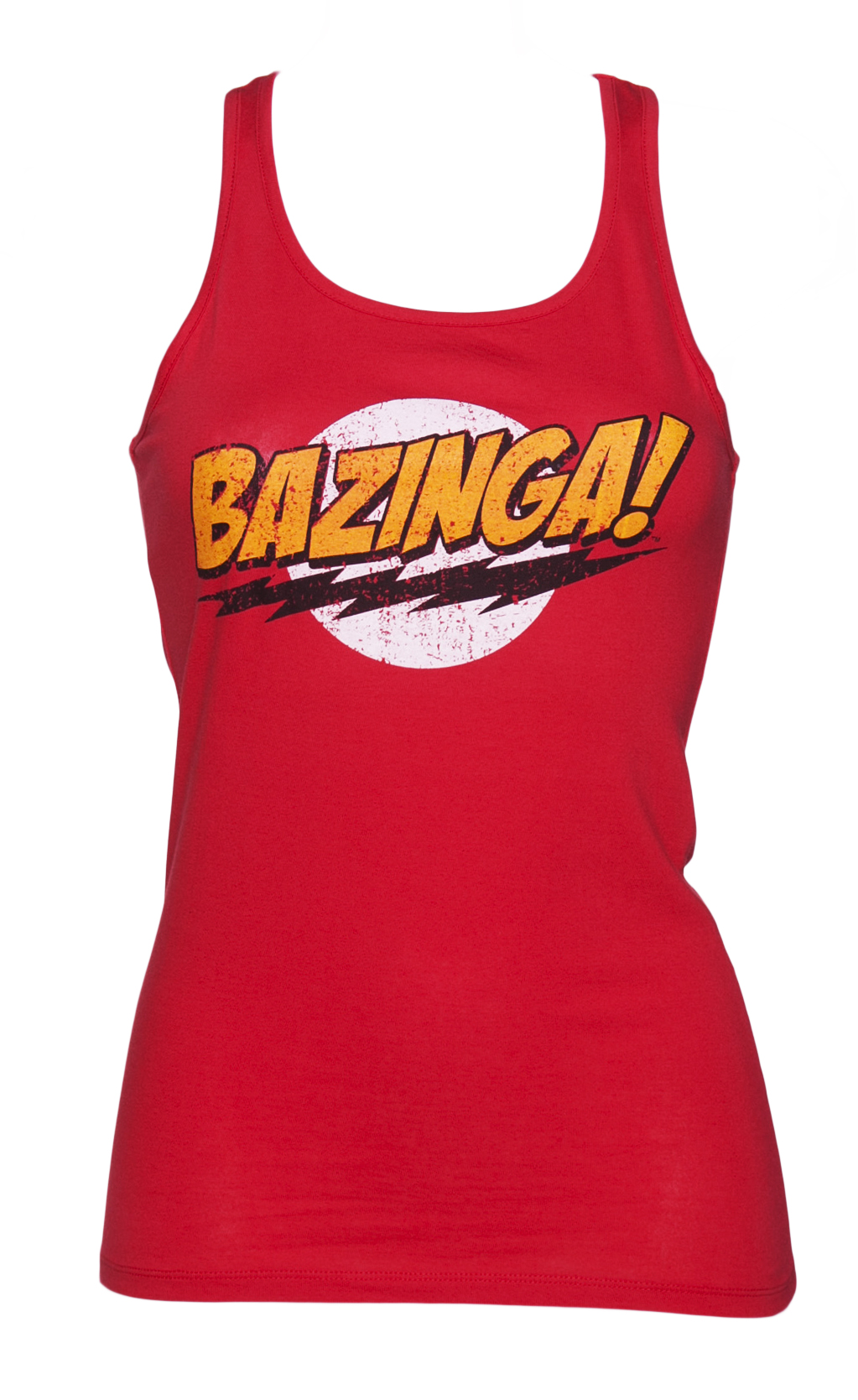 Ladies Red Bazinga Logo Big Bang Theory Racer Vest