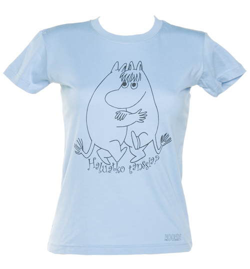 Ladies Sky Blue Wanna Dance Moomins T-Shirt