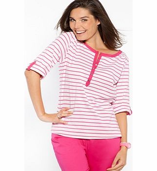 Ladies Striped Combed Cotton T-shirt