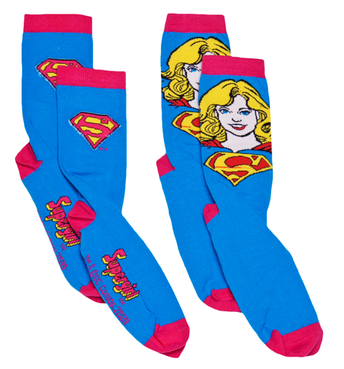 Ladies Supergirl Figure 2pk Socks