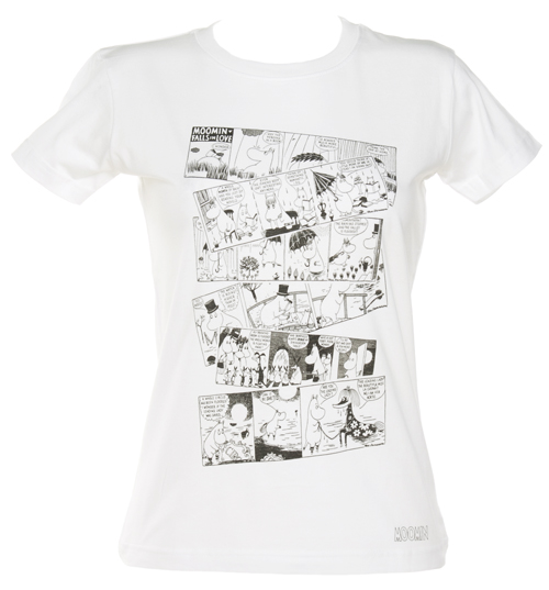 White Moomins Comic Collage T-Shirt