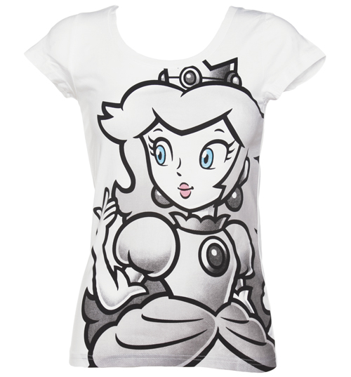 Ladies White Nintendo Princess Peach T-Shirt