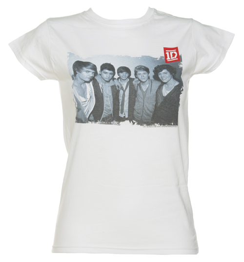 Ladies White One Direction Photographic T-Shirt