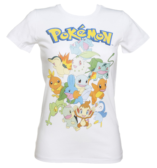 Ladies White Pokemon Characters T-Shirt