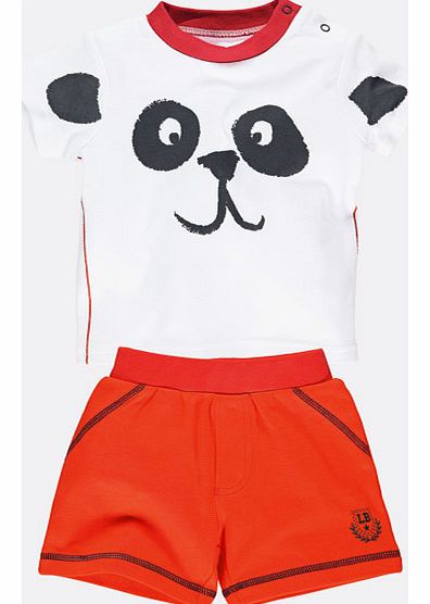 Ladybird Panda Print Boys Shorts and T-Shirt Set
