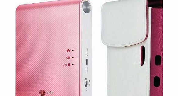 LG Pocket Photo 2 PD239 (Pink) Mini Portable Mobile Photo Printer + Atout Premium Synthetic Leather Cover Case (White)