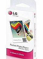 LG Electronics LG Pocket Photo Smart Mobile Stickers 2 x 3 Printer Paper (10 x 3 PK)