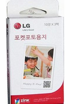 LG Zink Zero Ink 2 x 3-inch Paper for Pocket Photo (10 x 3 Pack)