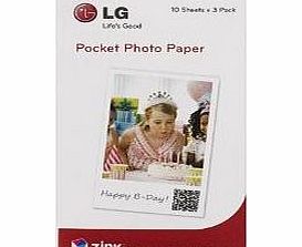 LG Electronics LG Zink Zero Ink 2 x 3-inch Paper for Pocket Photo (3 x 10 Pack)