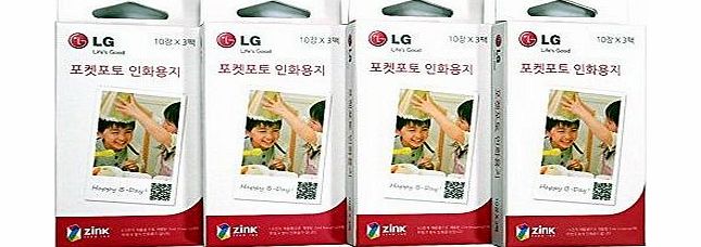 LG Electronics Zink Media 2x3`` Zero ink Photo Paper for LG Pocket Photo PD221, PD233, PD239 Printer / 90 Sheets