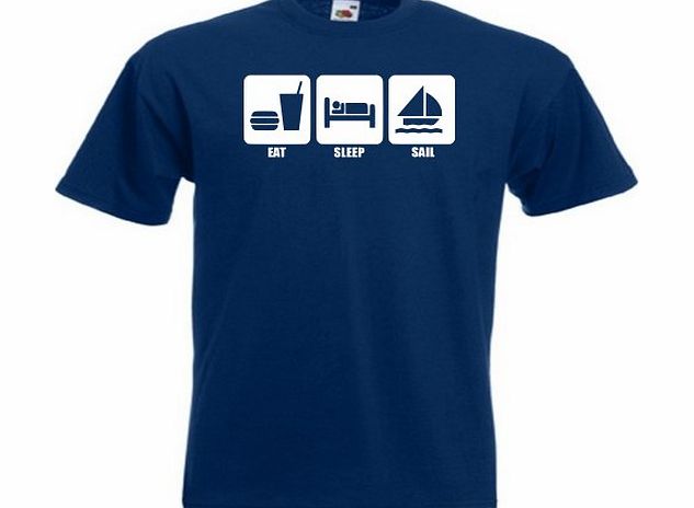 Loopyparrot Eat sleep sail sailing T-shirt 402 - Navy - Medium