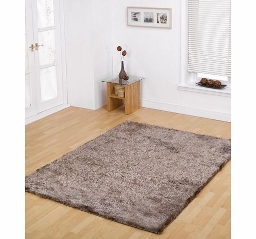 Modern Contemporary Silky Shaggy Soft Touch & Feel Beige Mocha Rug in 60 x 110 cm (2 x 37) Carpet