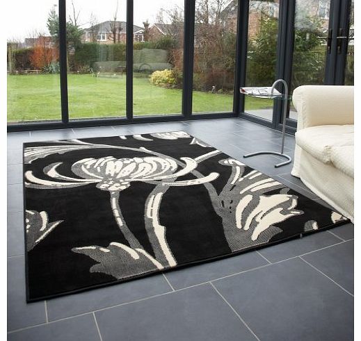 Modern Large Rug in Black Grey 120 x 160 cm (4 x 53``) Carpet
