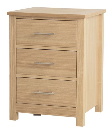 LPD Furniture Oakridge 3 Drawer Bedside Cabinet