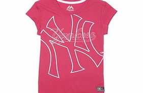 Majestic Athletic Girls 3-7yr pink crewneck T-shirt