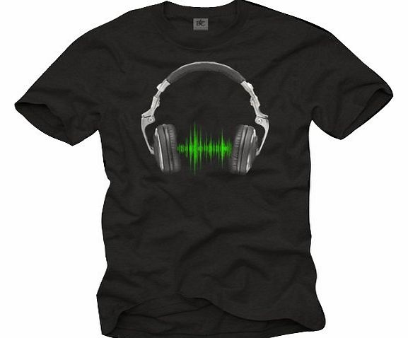 MAKAYA Music DJ T-Shirt for Men HEADPHONES black XXXL