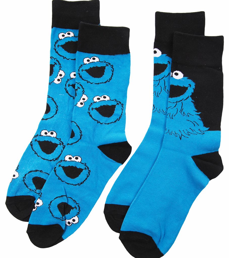 Mens 2pk Sesame Street Cookie Monster Socks