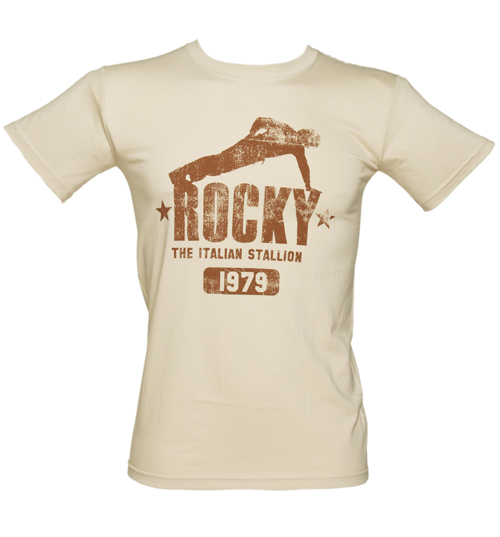 Mens Beige Vintage Rocky Push up T-Shirt