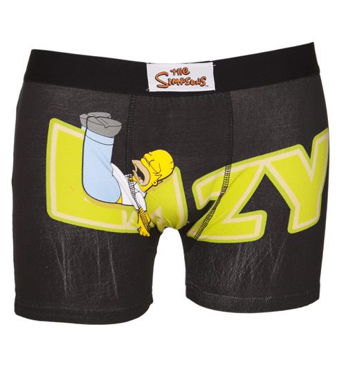Mens Black Homer Simpson Lazy Boxer Shorts