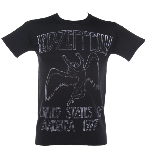 Mens Black Led Zeppelin USA 77 T-Shirt