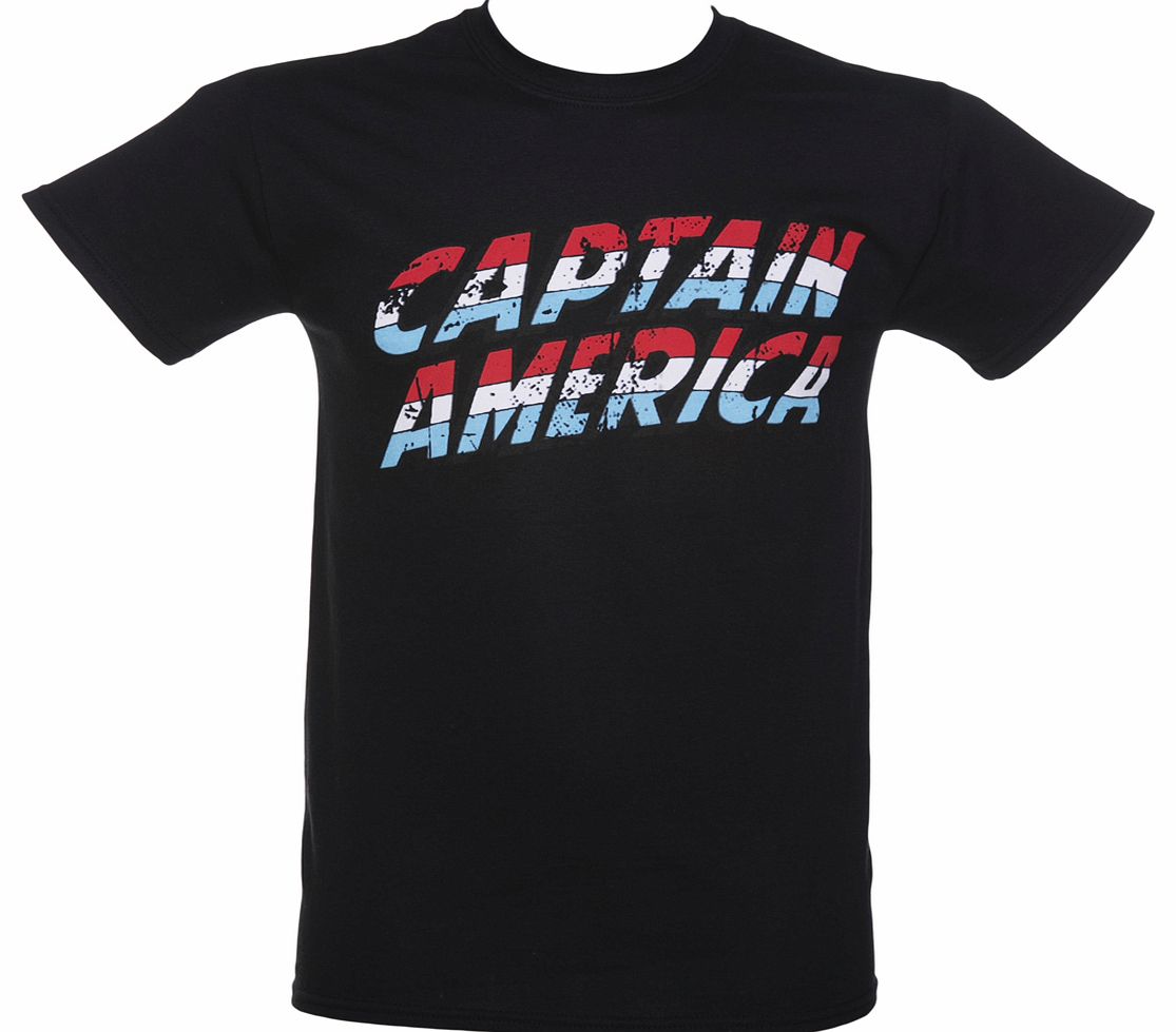 Mens Black Marvel Captain America Logo T-Shirt
