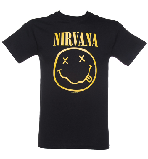 Mens Black Nirvana Smiley T-Shirt