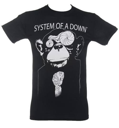 Mens Black System Of A Down Monkey T-Shirt