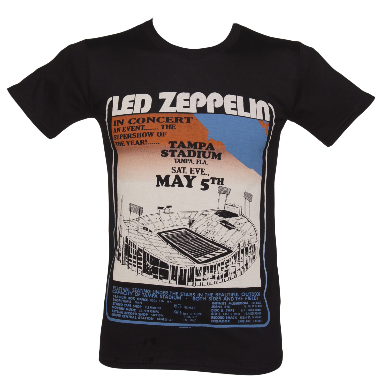 Mens Black Tampa Stadium Tour Led Zeppelin