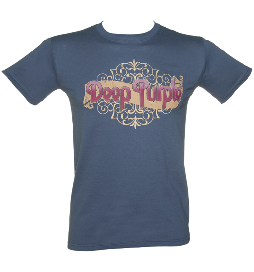 Mens Blue Deep Purple Logo T-Shirt