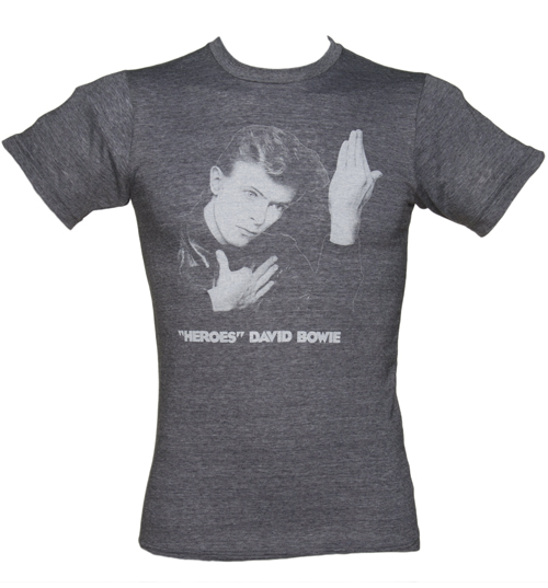 Mens Blue Marl David Bowie Heroes T-Shirt