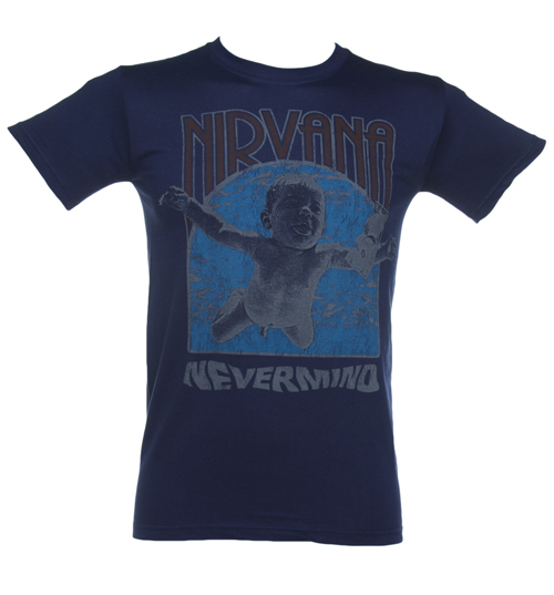Mens Blue Nirvana Nevermind Album Cover