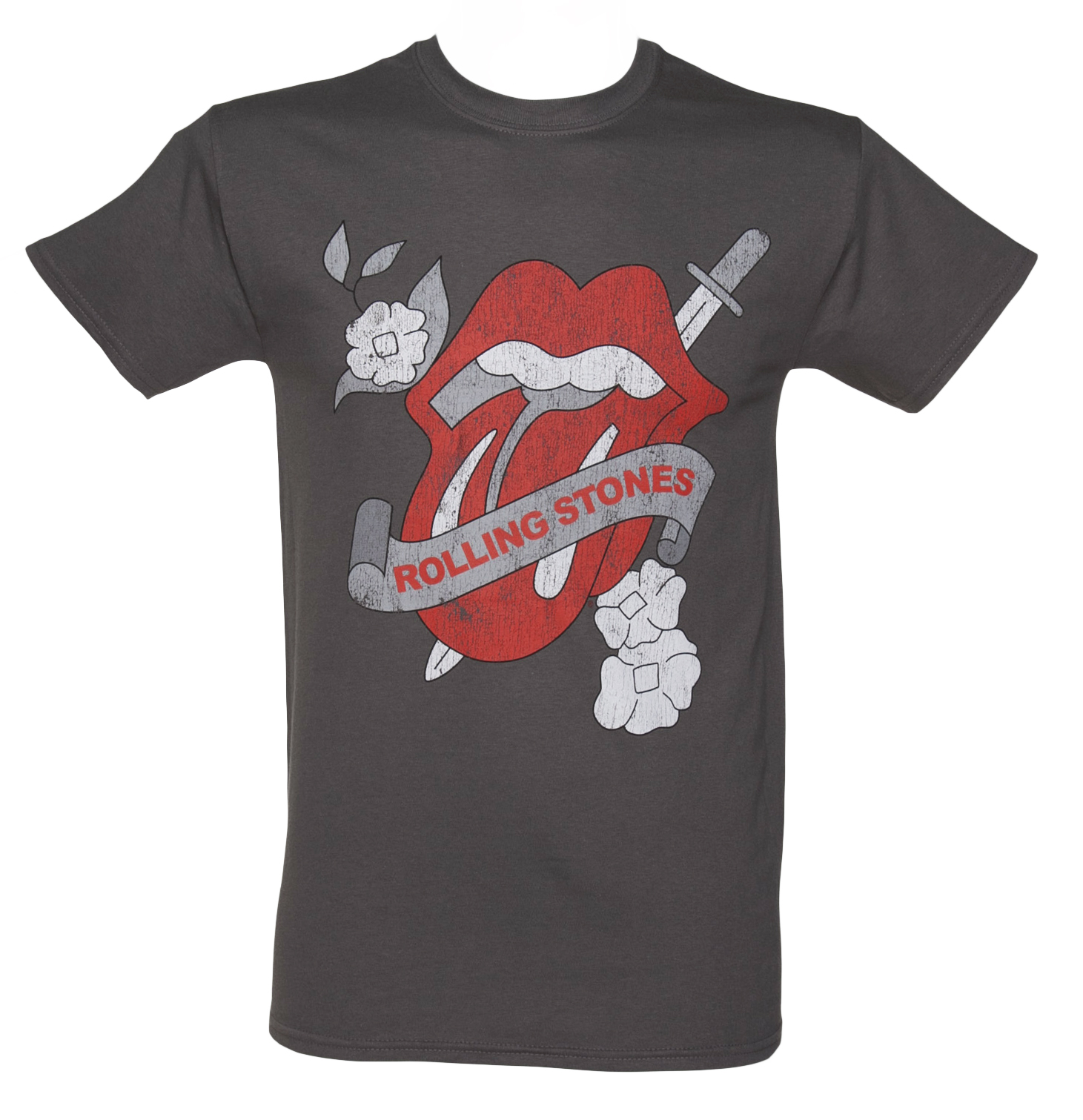Mens Charcoal Vintage Tattoo Rolling Stones