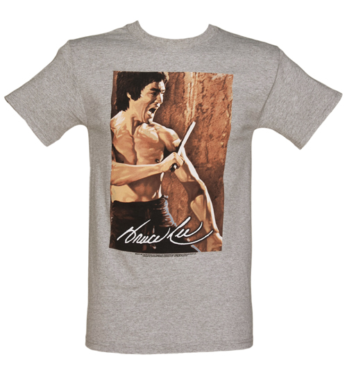 Mens Grey Marl Bruce Lee T-Shirt