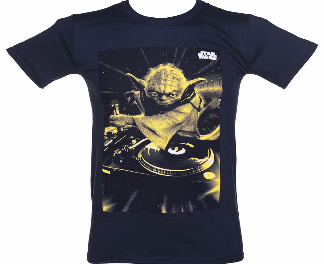 Mens Navy DJ Yoda Star Wars T-Shirt