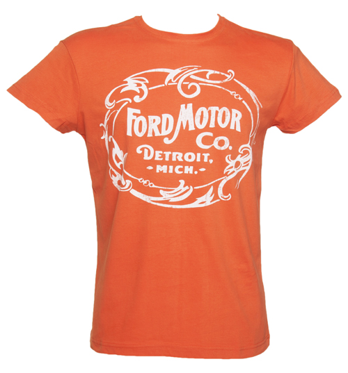 Mens Orange Vintage Ford Motor Co T-Shirt