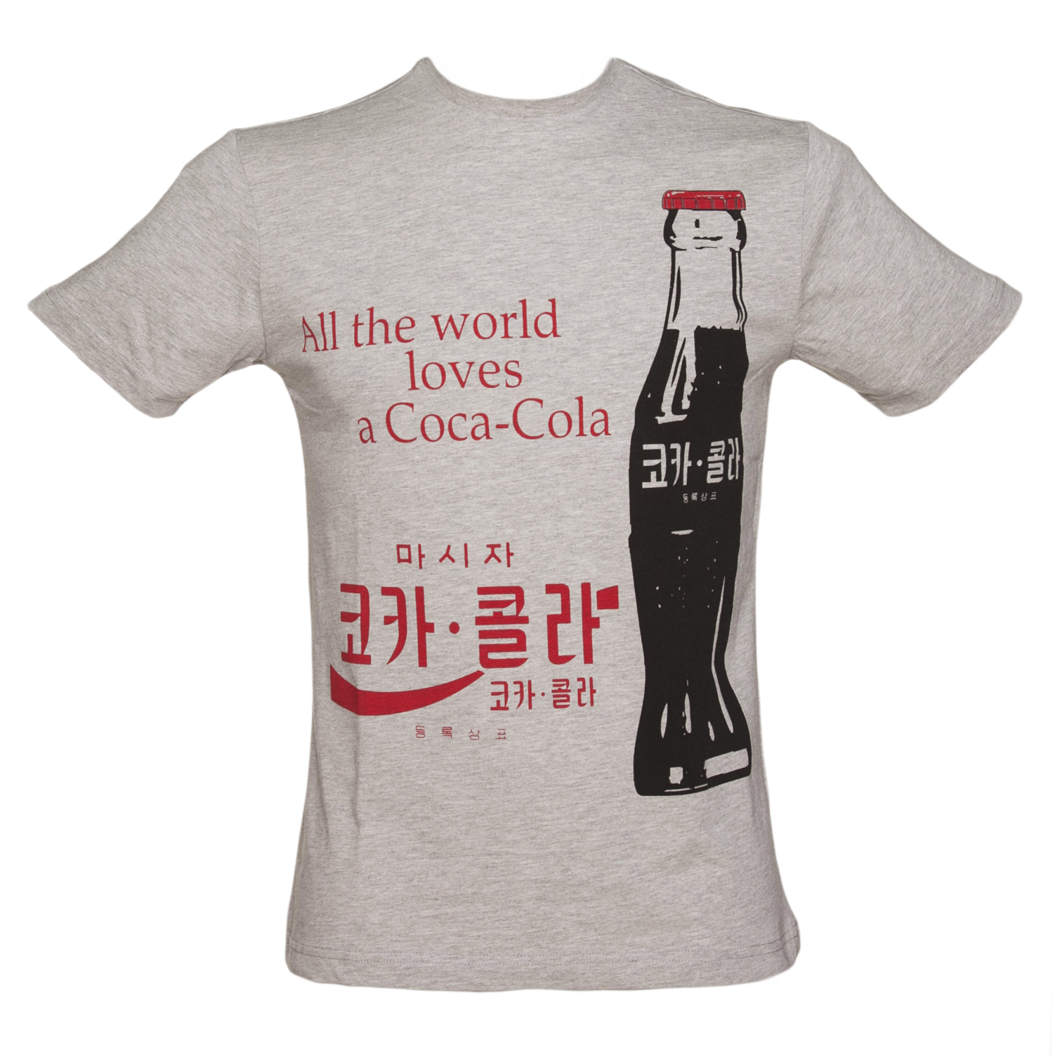Mens Pale Grey Korean Coca-Cola Logo T-Shirt