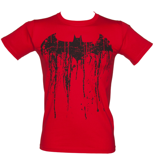 Mens Red Batman Graffiti Logo T-Shirt