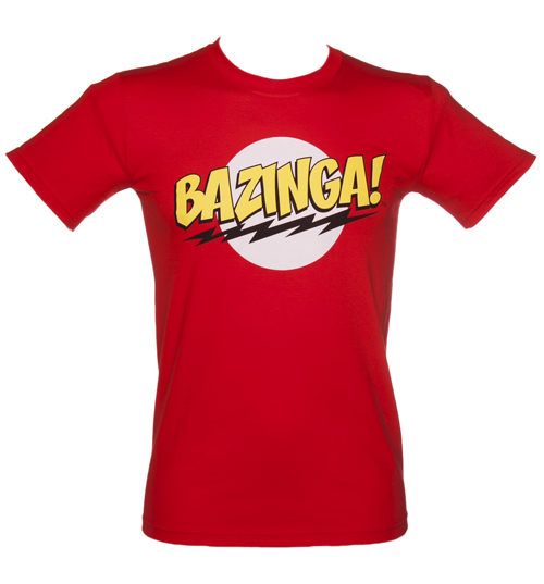 Mens Red Big Bang Theory Bazinga Logo T-Shirt