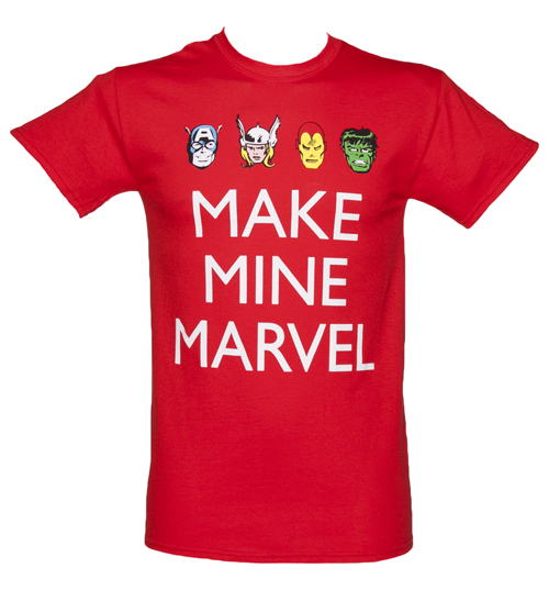 Mens Red Make Mine Marvel Characters T-Shirt