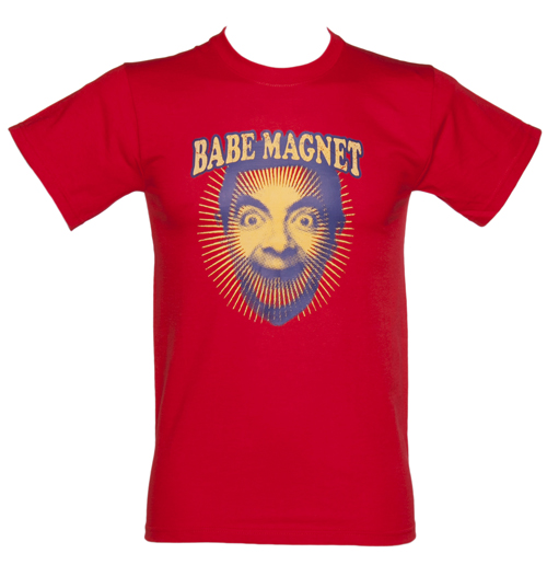 Mens Red Mr Bean Babe Magnet T-Shirt