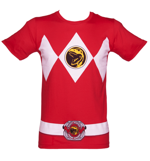 Mens Red Power Rangers Costume T-Shirt