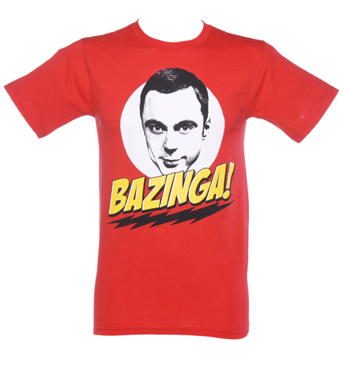 Mens Red Sheldon Bazinga Big Bang Theory
